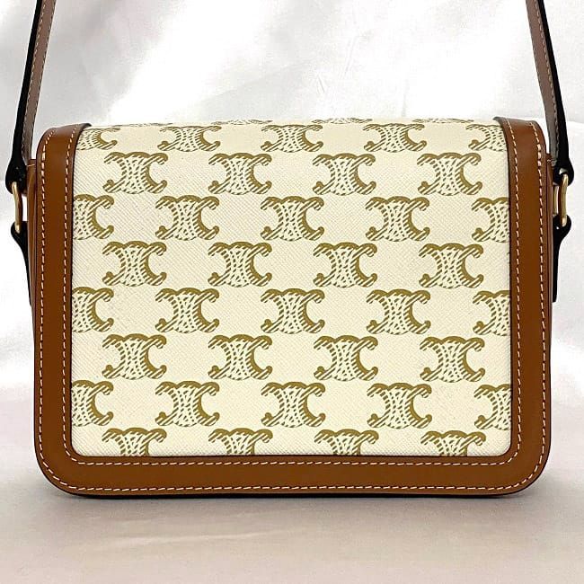 Celine Shoulder Bag White Brown Triomphe — view 5