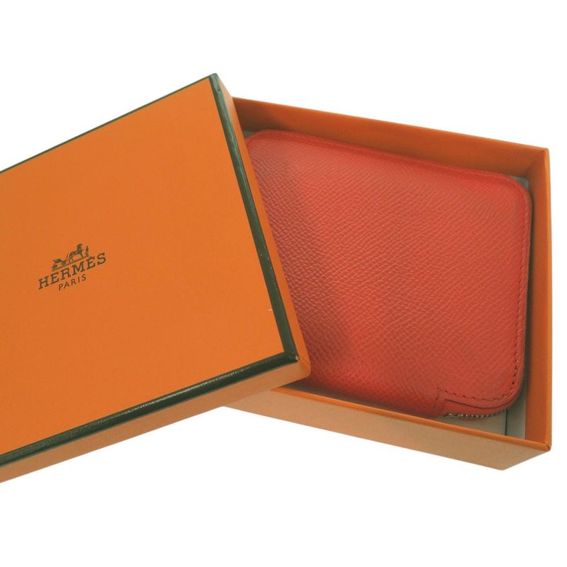 Hermes Azap Compact Silk Quinn Coin Case TS 011 AU Leather Orange 0097 — view 2