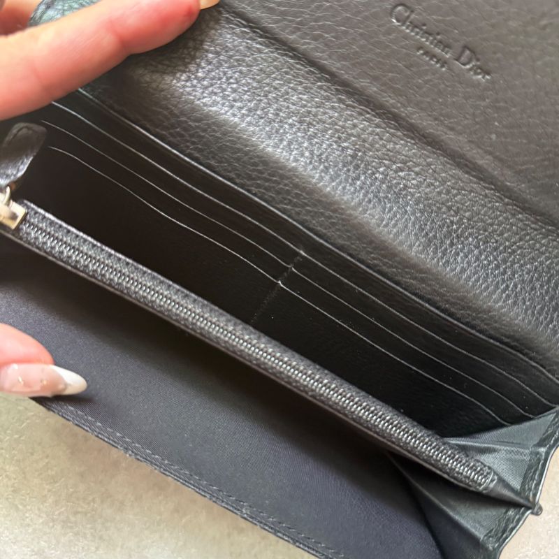 Christian Dior Long Wallet Plate Foldable Black — view 8
