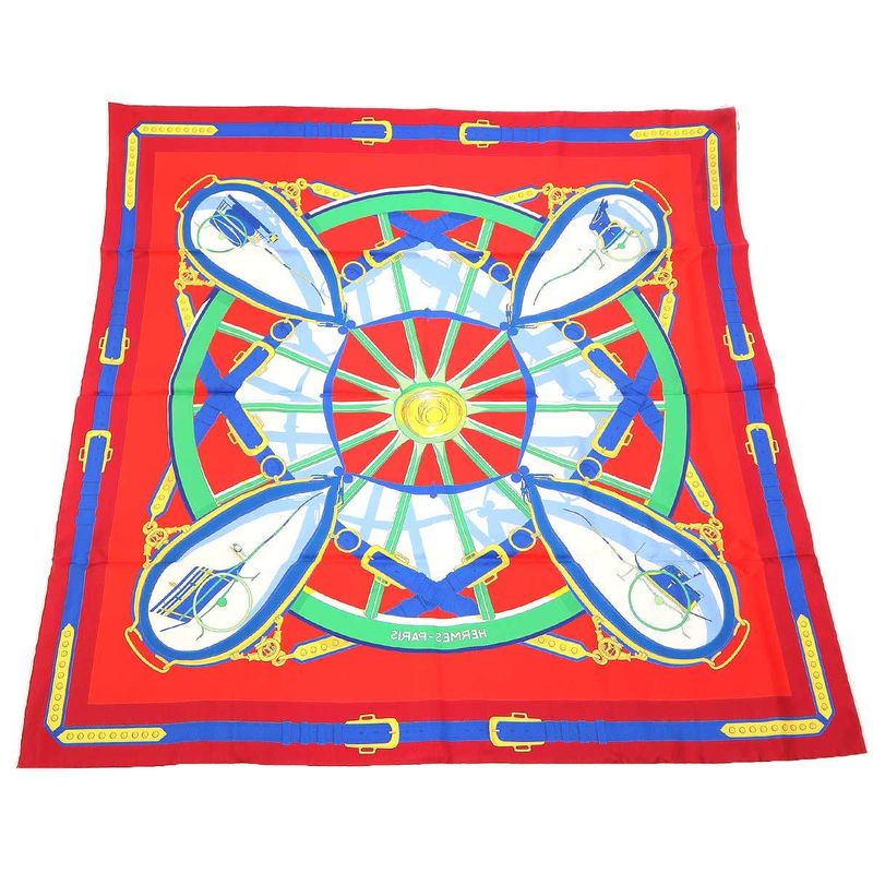 Hermes En Roue Libre Scarf 90 Carre Silk Shawl Reddish — view 2