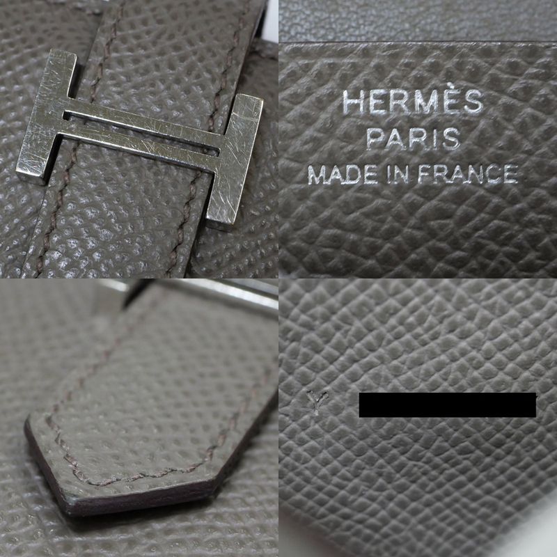 Hermes Bearn Mini Compact Wallet Ethane Silver Hardware Epson — view 9