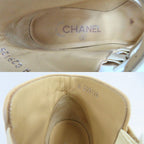 Chanel Short Boots Ankle Strap Coco Mark 35.5 Beige Black White — view 5