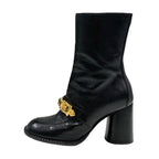 Gucci Boots Short Shoes Leather Black Gold Chain Belt — view 4
