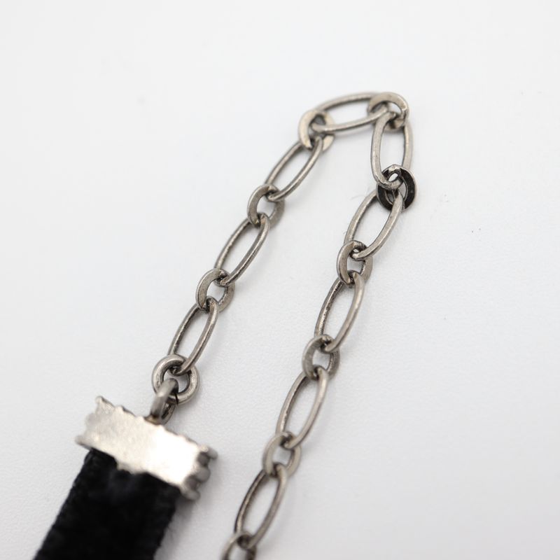 Christian Dior Choker Rhinestone Velour Black Yo649 — view 9