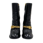 Gucci Boots Short Shoes Leather Black Gold Chain Belt — view 3