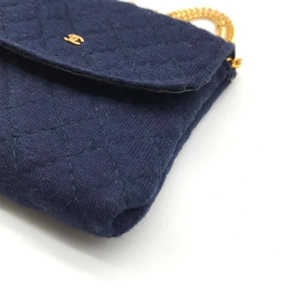 Chanel Mini Quilted Cotton Chain Bag Navy — view 8