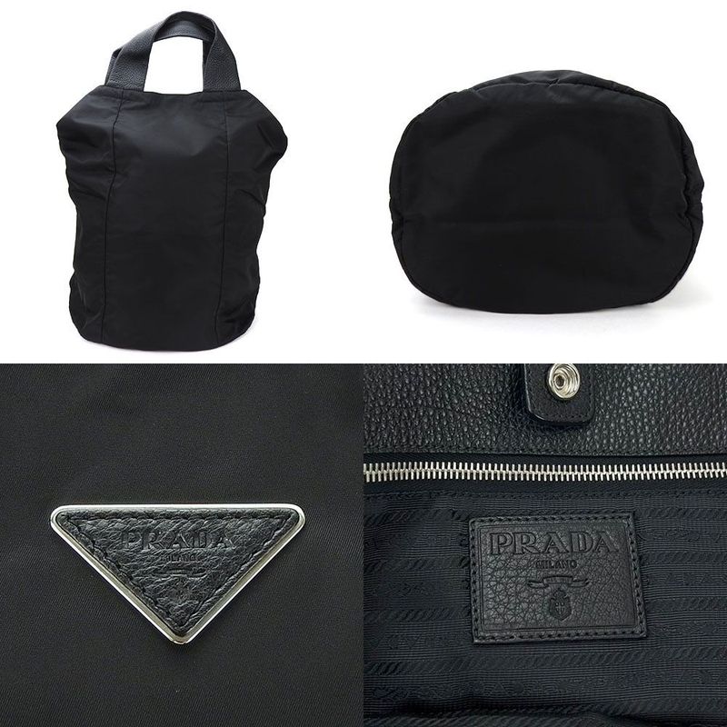 Prada 2-Way Tote Shoulder Bag Large Crossbody Nylon Blackblackleather Everyday — view 3