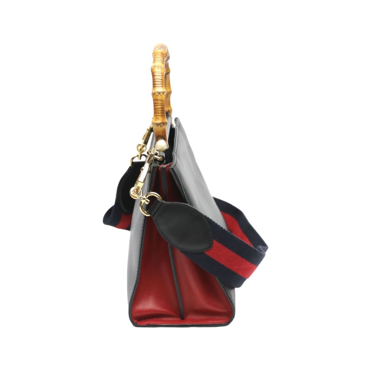 Gucci Leather Bamboo 2-Way Bag Handbag Black — view 3