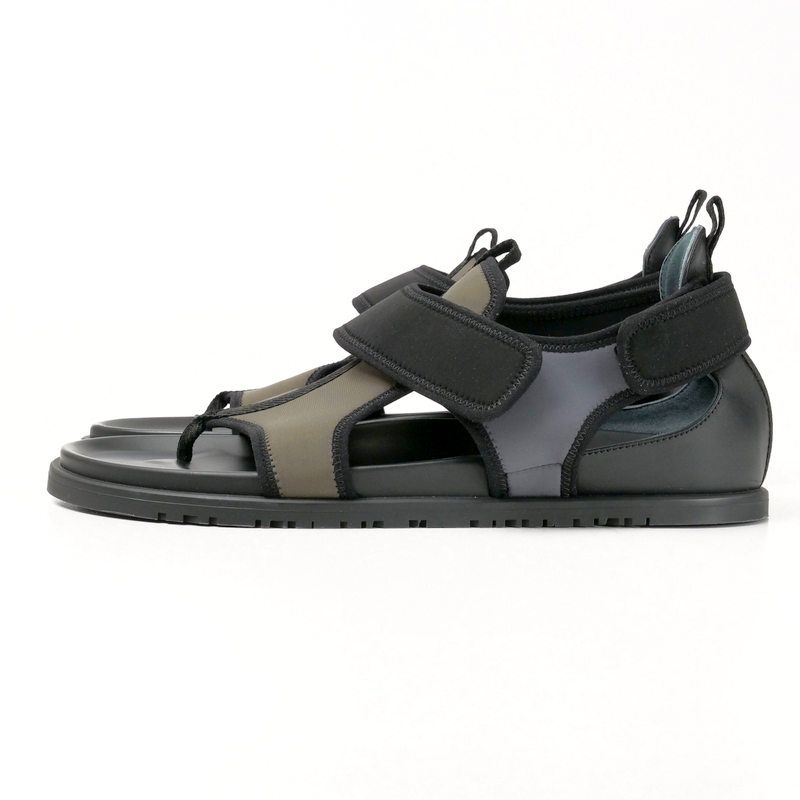 Hermes Giorno Sandals Size 44 Thong Shoes Khaki Black — view 2