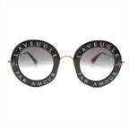 Gucci L'aveugle Paramor Round Frame Sunglasses Eyewear Gold Black — view 6