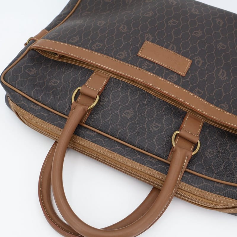 Christian Dior Honeycomb Brown Gold Hardware Business Bag — view 6