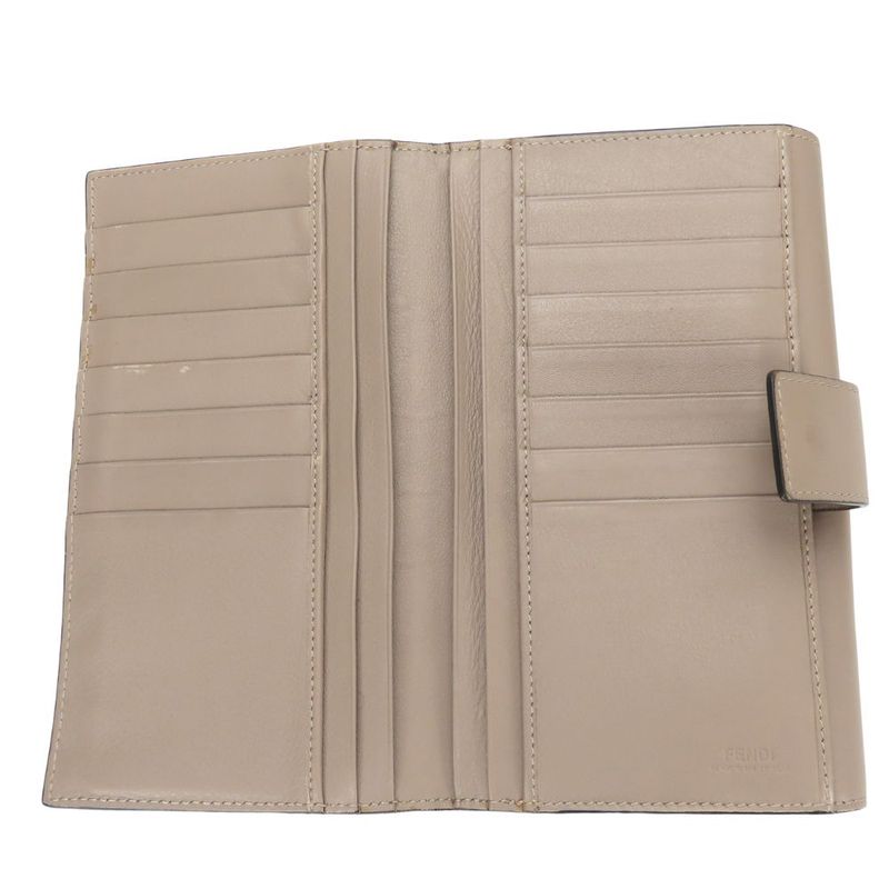 Fendi Bifold Wallet 8 M0308 Peekaboo Leather Beige Glaze Gold Hardware Long — view 3