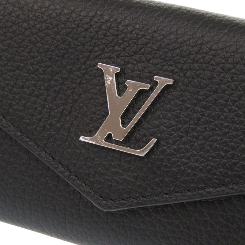 Louis Vuitton Portefeuille Lock Mini Calf Leather Noir Black Trifold — view 8