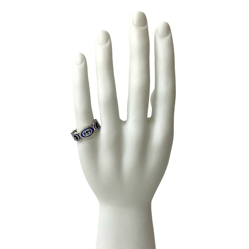 Gucci Interlocking G Enamel Ring Silver 925 No 24 Accessory — view 4