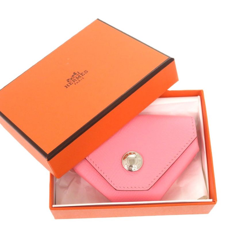 Hermes Le Van Cattle Vaux Epson Rose Confetti Silver Hardware Engraved Coin — view 2