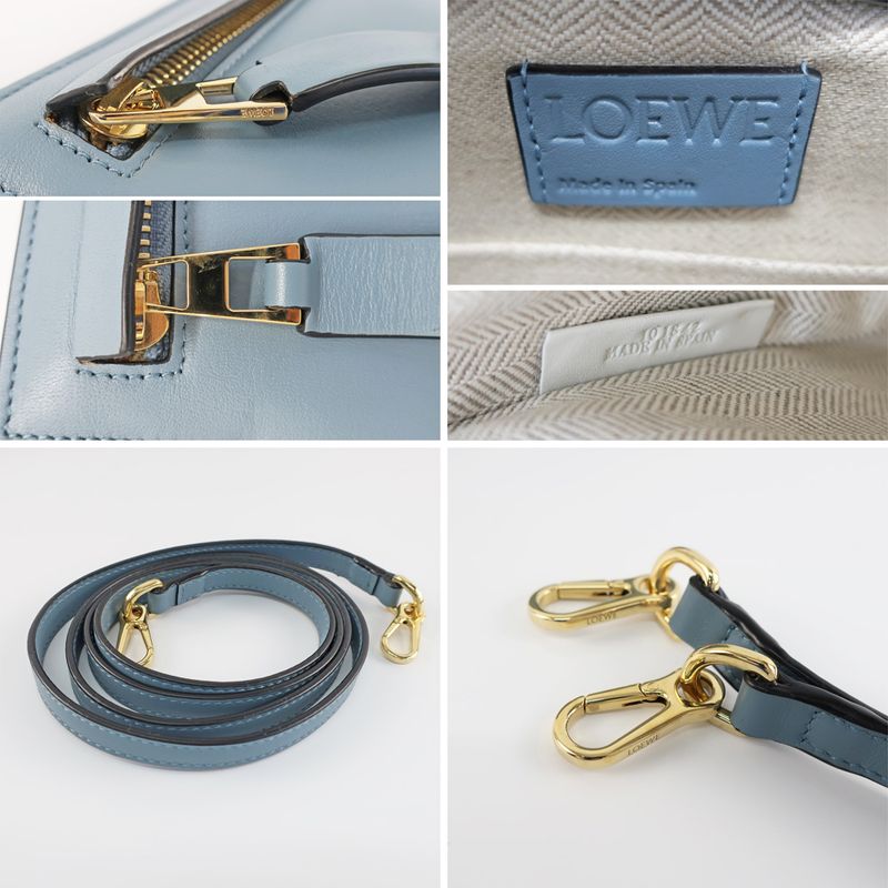 Loewe T Pouch Shoulder Bag Anagram Light Blue Gold Hardware — view 8