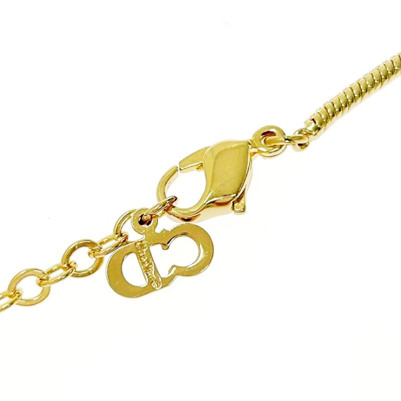 Christian Dior GP Rhinestone V Motif Necklace Gold — view 7