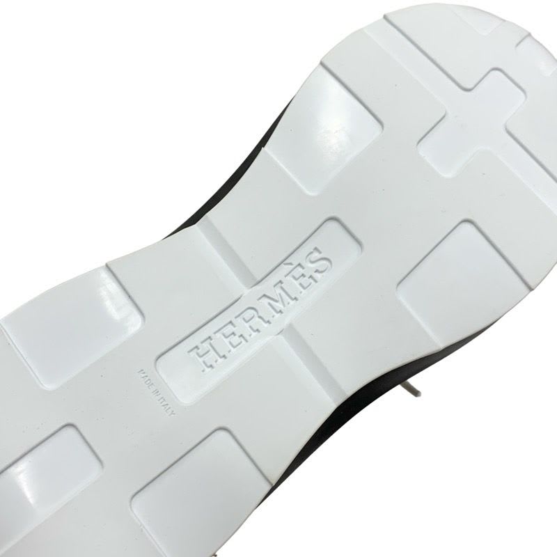 Hermes Glam Sneakers Shoes Leather Suede Black White Bandana Pattern — view 9