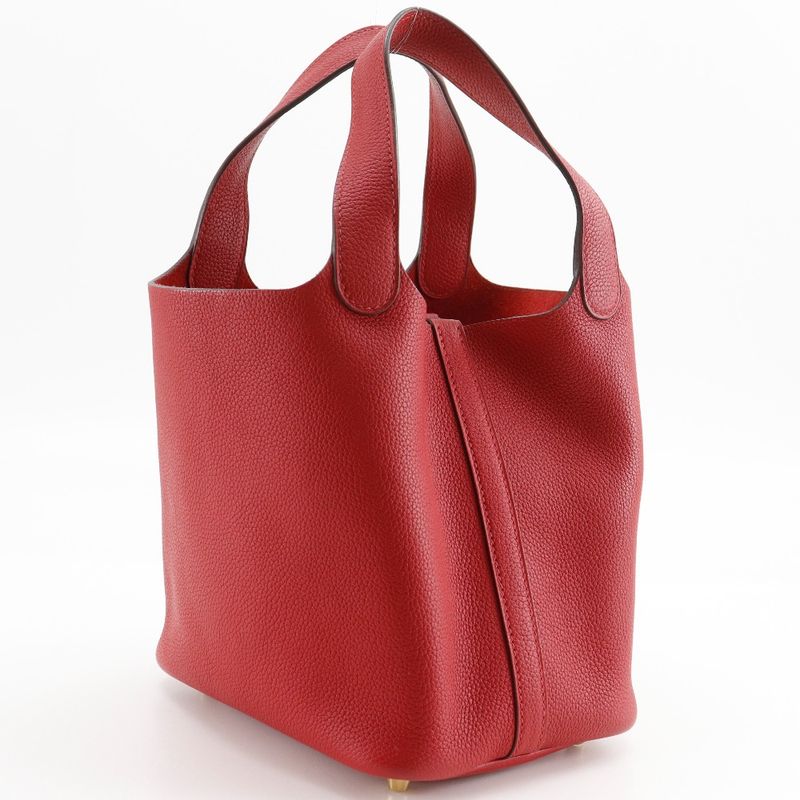Hermes Picotin Lock 18 PM Taurillon Maurice Red Gold Hardware C Handbag — view 3