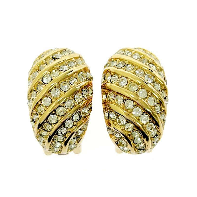 Christian Dior GP Rhinestone Earrings Gold — view 4