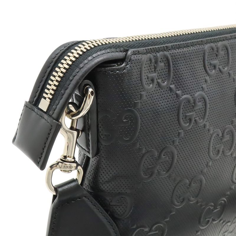 Gucci Jumbo GG Medium Crossbody Bag Shoulder Clutch Leather Black — view 4