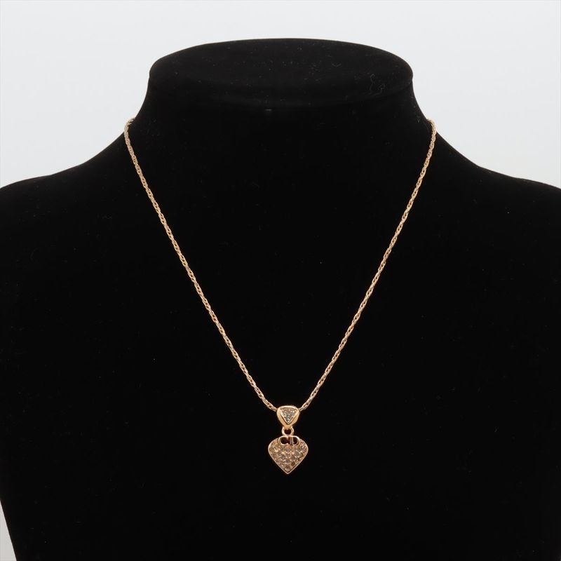 Christian Dior CD Logo Necklace GP With Rhinestones — view 6
