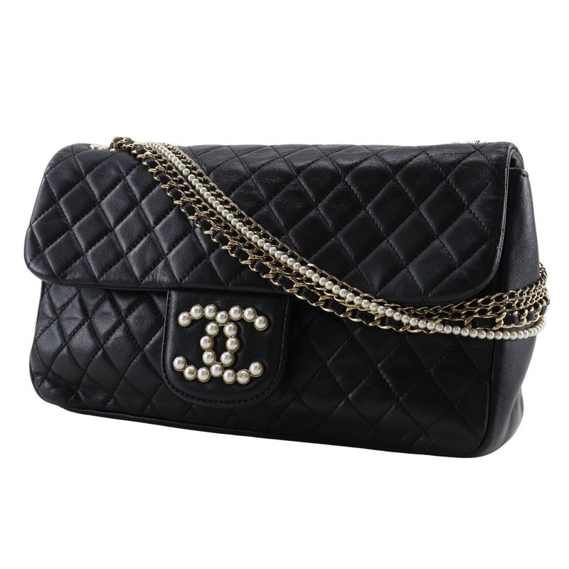 Chanel Westminster Chain Shoulder Quilted Lamb Skin And Faux Pearl — view 2