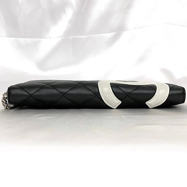 Chanel Round Zipper Long Wallet Black White — view 4