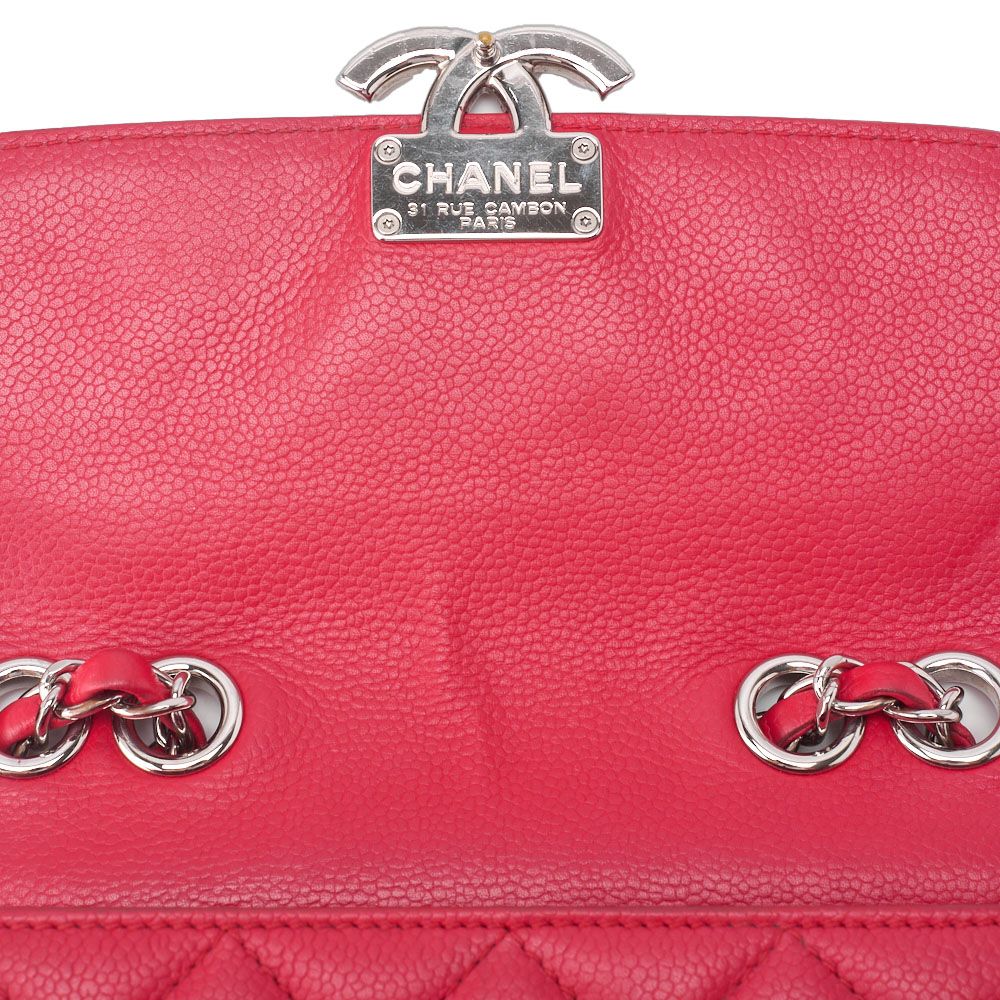 Chanel Quilted Coco Push Lock Chain Shoulder Caviar Leather Red — view 7