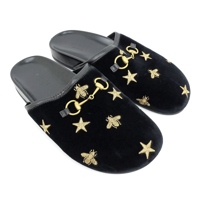 Gucci Sandals Horsebit Bi-bk Black Size 35 Embroidery — view 4