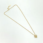 Christian Dior Logo Heart Rhinestone Necklace Gold GP — view 3