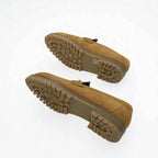 Hermes Faubourg Loafer Leather Shoes Suede Brown Silver Hhardware Moccasin Flat — view 6