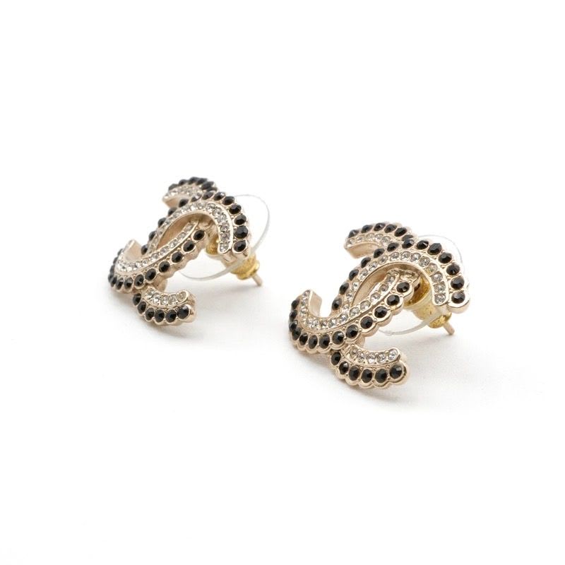 Chanel Earrings Gold Coco Mark Rhinestone — view 3