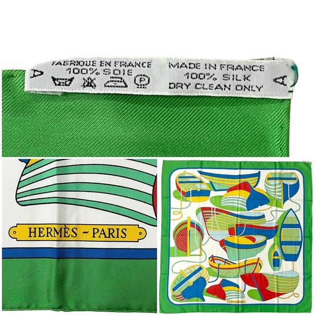 Hermes Scarf Carre 90 Green Blue White Thalass — view 2