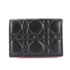 Christian Dior Card Case Cannage Leather Black Pink Business Holder Small — view 3