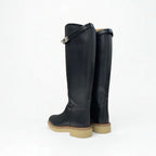 Hermes Boots Long Shoes Leather Black Silver Kelly Hardware — view 4