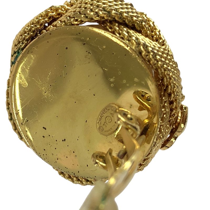 Chanel Pearl Coco Mark Gold White Metal Earrings 97 — view 4