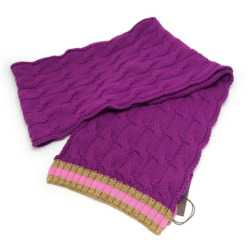 Gucci Cable-Knit Scarf Cashmere Blend Purple — view 2