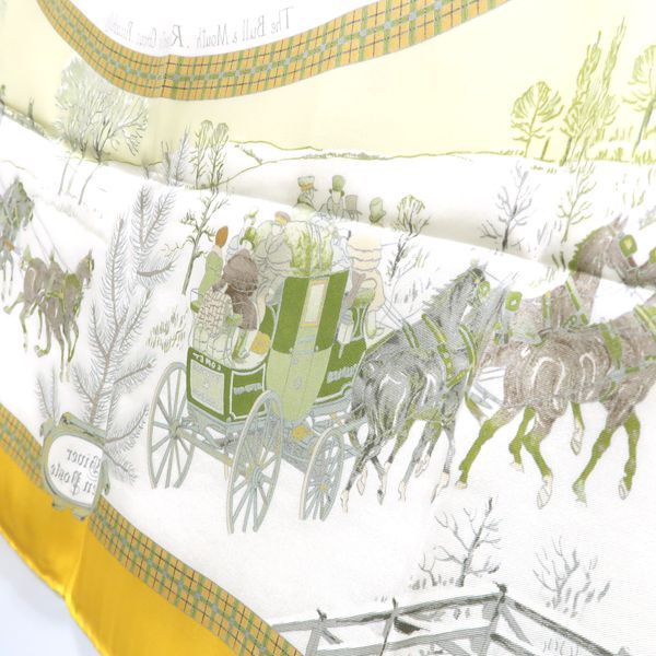 Hermes Carre 90 BULL & Mouth Western Coach Office Mail Yellow Scarf — view 7