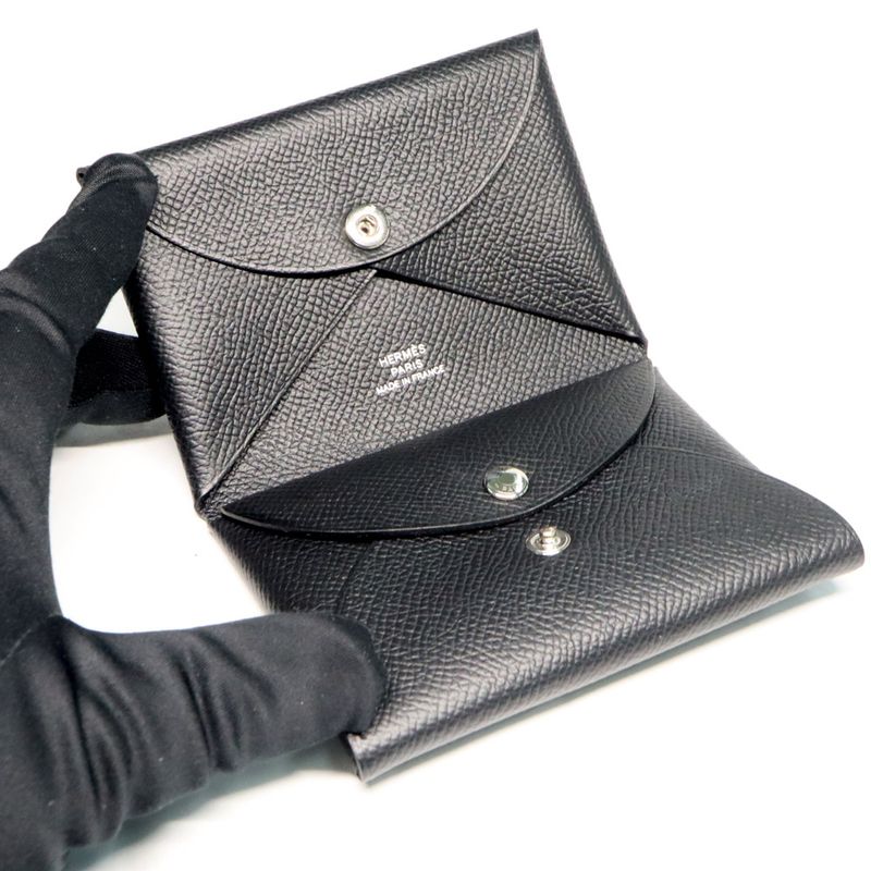 Hermes Calvidio Veau Epsom Black Coin Case Card — view 5