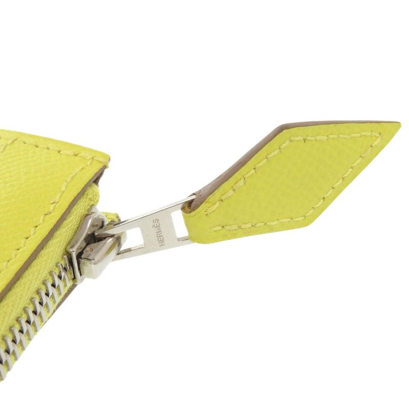 Hermes Zip Tablet Vaux Epson Lime Engraved A Yellow Clutch Bag 0062 — view 6