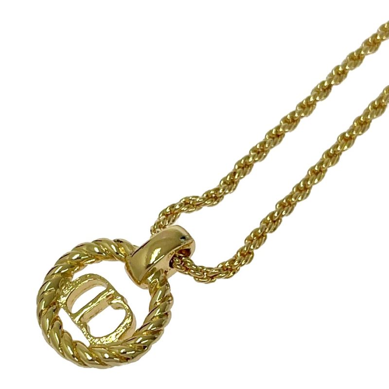 Christian Dior GP CD Logo Round Necklace Gold — view 6