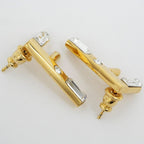 Fendi Earrings Fast Logo Brass Crystal 8 Ah713 Gold Accessories — view 4