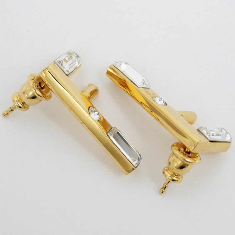 Fendi Earrings Fast Logo Brass Crystal 8 Ah713 Gold Accessories — view 4