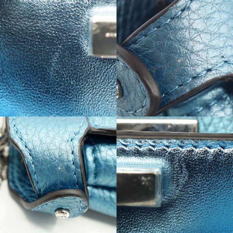 Fendi Nano P-cub Leather Mini Bag Pochette Pouch Blue Series 2-Way — view 8