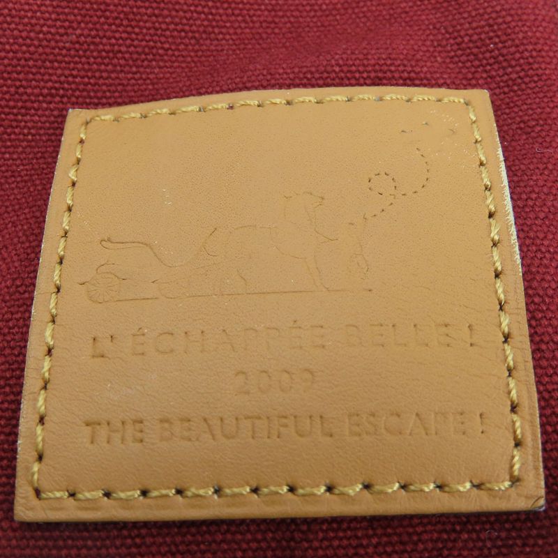 Hermes Pouch Bora Cotton Leather Bordeaux Enji Silver Hardware Flat Multi — view 3