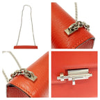 Hermes Leather Silver Hardware Velu Chain Mini Shoulder Bag Red Engraved — view 7