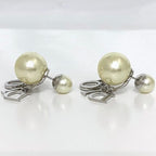 Christian Dior Earrings Logo Silver Pearl White — view 6