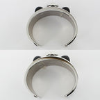 Hermes Collier de Chien Medle Gaine Size T2 Black Silver Bracelet Bangle — view 7