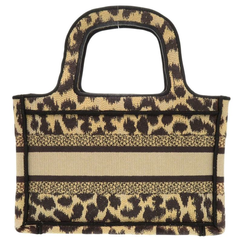 Christian Dior Book Tote Mini Leopard Canvas Beige Handbag 0760 — view 2